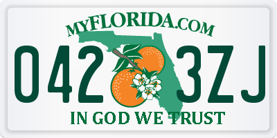 FL license plate 0423ZJ