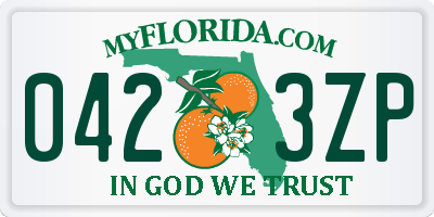 FL license plate 0423ZP