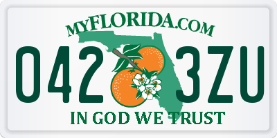 FL license plate 0423ZU
