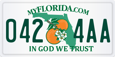 FL license plate 0424AA