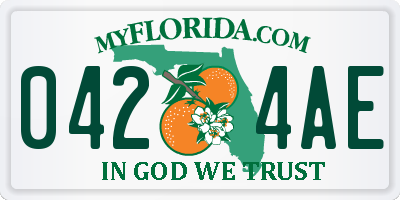FL license plate 0424AE