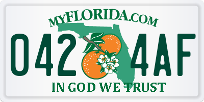FL license plate 0424AF