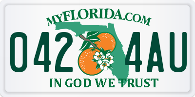 FL license plate 0424AU