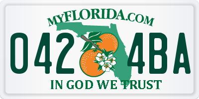 FL license plate 0424BA