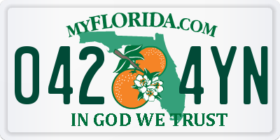 FL license plate 0424YN