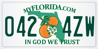 FL license plate 0424ZW