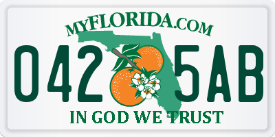 FL license plate 0425AB