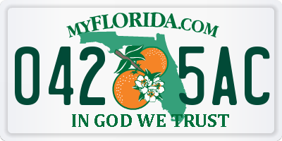 FL license plate 0425AC