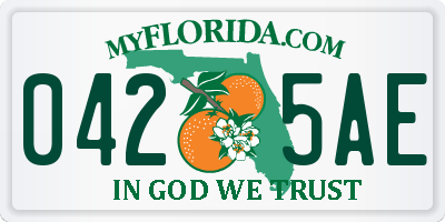 FL license plate 0425AE