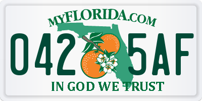 FL license plate 0425AF