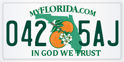 FL license plate 0425AJ