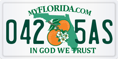 FL license plate 0425AS