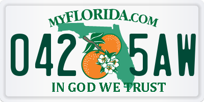 FL license plate 0425AW