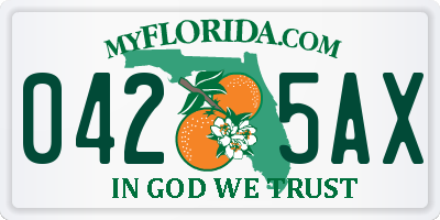 FL license plate 0425AX