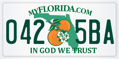 FL license plate 0425BA