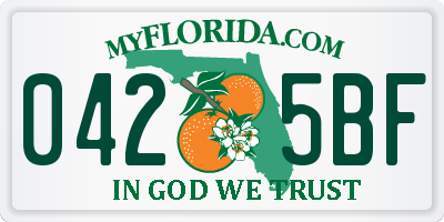 FL license plate 0425BF