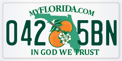 FL license plate 0425BN