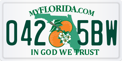 FL license plate 0425BW