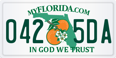 FL license plate 0425DA