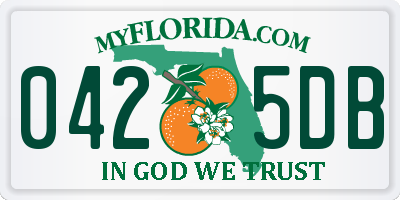 FL license plate 0425DB