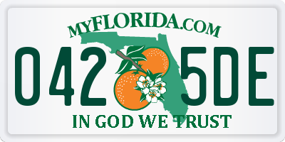 FL license plate 0425DE