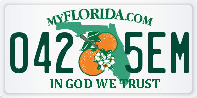 FL license plate 0425EM