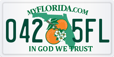 FL license plate 0425FL