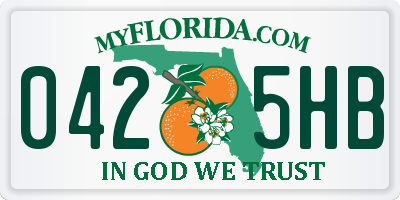 FL license plate 0425HB