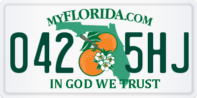 FL license plate 0425HJ