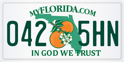 FL license plate 0425HN