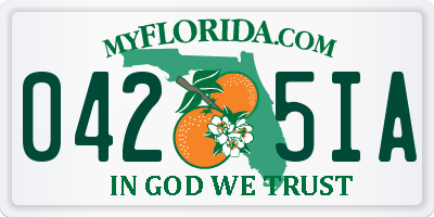 FL license plate 0425IA
