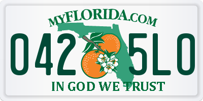 FL license plate 0425LO