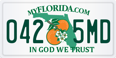 FL license plate 0425MD