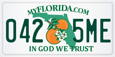 FL license plate 0425ME