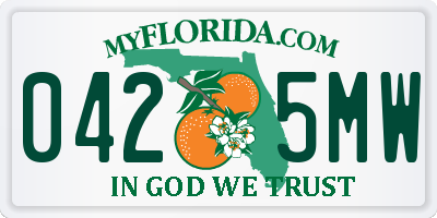 FL license plate 0425MW