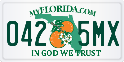 FL license plate 0425MX