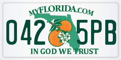 FL license plate 0425PB