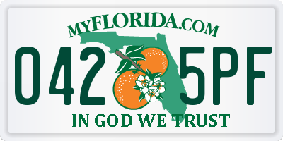 FL license plate 0425PF