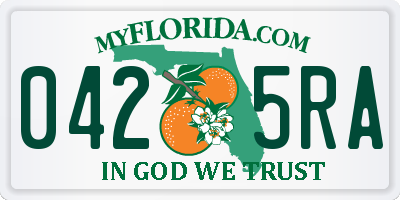 FL license plate 0425RA