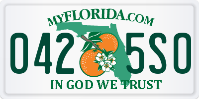 FL license plate 0425SO