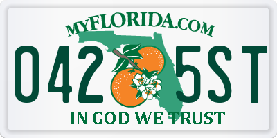 FL license plate 0425ST