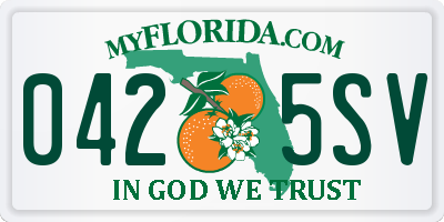 FL license plate 0425SV