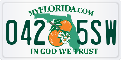 FL license plate 0425SW