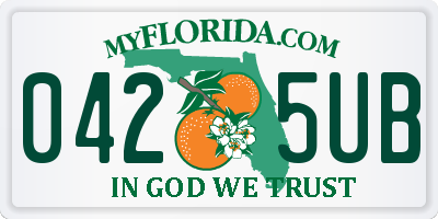 FL license plate 0425UB