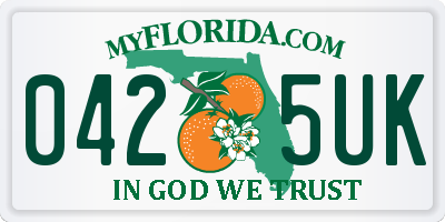 FL license plate 0425UK