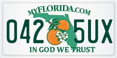FL license plate 0425UX
