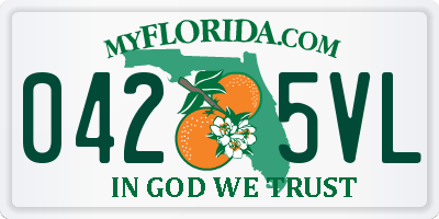 FL license plate 0425VL