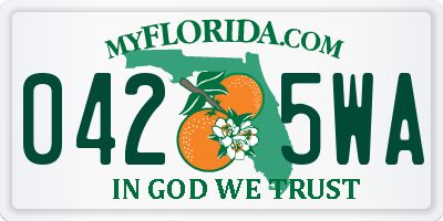 FL license plate 0425WA