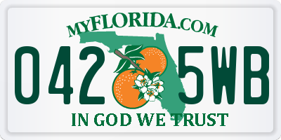 FL license plate 0425WB