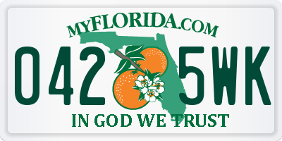 FL license plate 0425WK